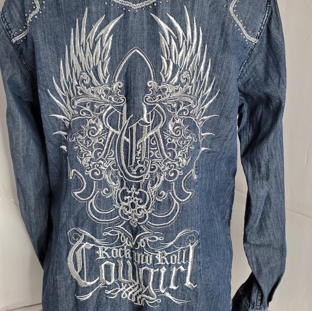 Rock & Roll Cowgirl Embroidery shirt size XL
